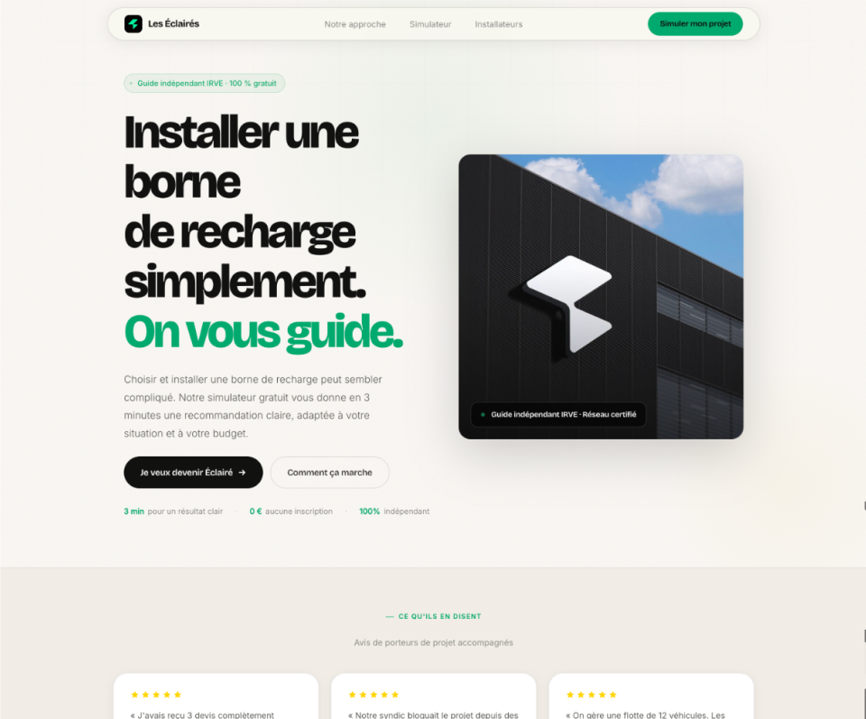 Capture d'écran du site Les Éclairés